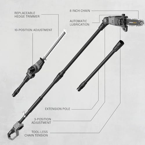 2-in-1 Pole Saw & Hedge Trimmer Compatible with Dewalt 20V MAX (Tool Only) - color: Gray