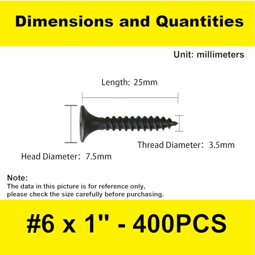 #6 x 1 Flat Head Self-Tapping Wood Screws for Cabinet Hinges(400PCS) - size: #6 x 1'' (400Pcs)