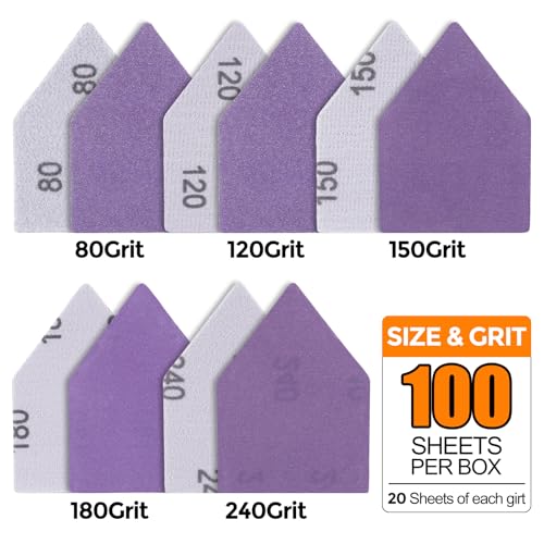 POLIWELL Triangle Sanding Sheets 100PCS 3.5x2.5in Ceramic Alumina - size: MIX