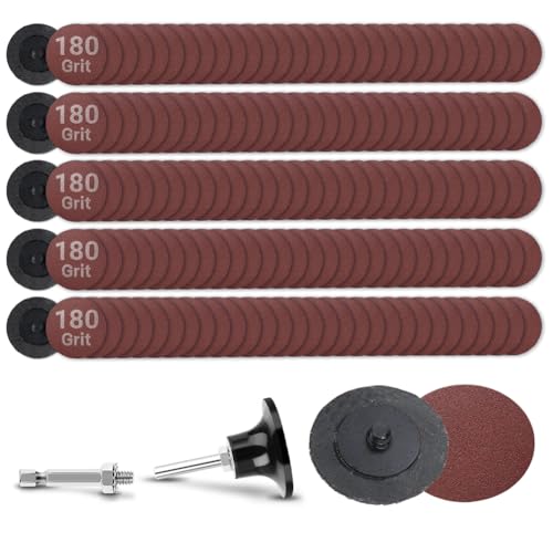 150Pcs 2 inch R-Type Quick Change Aluminum Oxide Surface Conditioning Sanding Discs Set 180 Grit with Adapter & Backing Pad - style: 180 Grit
