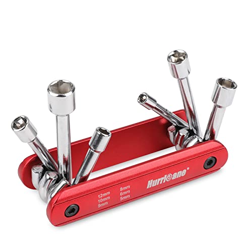 HURRICANE 6 in 1 Folding Nut Driver Set Metric, Hex Nut Driver Set, Folding Socket Wrench, Cr-V Steel Shank, Portable Premium Aluminum Handle. Easy to Carry Out. 5mm, 6mm, 8mm, 9mm, 10mm, 12mm - size: 5mm, 6mm, 8mm, 9mm, 10mm, 12mm