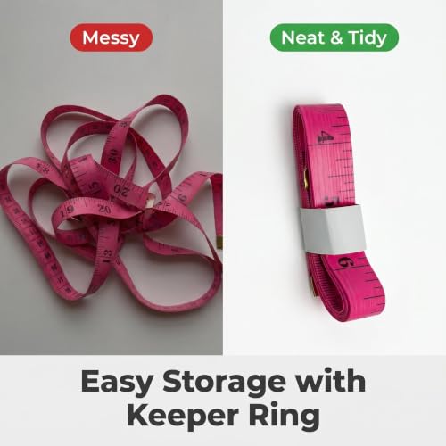 Measuring Tape for Body Measurements, Soft Tape Measure Double Scale, Has 150 Centimetre Scale on Reverse and Front 60 Inch - color: Red