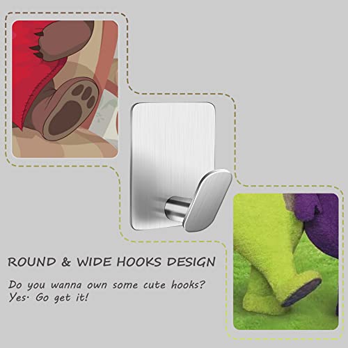 DELITON Adhesive Towel Hooks, SUS 304 Stainless Steel No Drill Shower Hooks - color: Silver