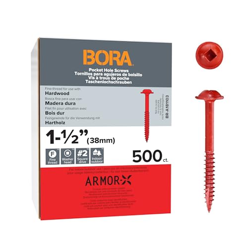 Bora Pocket Hole Screws - 1-1/2 inch (500 Piece) - Fine Thread - size: 1-1/2 inch (500 Piece), style: Fine Thread
