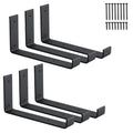 6-Pack Heavy Duty J-Shaped Shelf Brackets with Lip, 9-Inch Industrial Wall-Mounted Floating Supports for 8.8" Wide Lumber Board, Matte Black Finish, HOME MASTER HARDWARE - size: 6 Pack