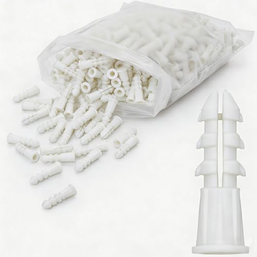 200 Count Premium Plastic Drywall Anchors, 1/4 x 1 Inch Wall Anchors, Fits #8 x 1 Inch Screws, Bulk Pack, Screws Not Included (White) - size: 1/4*1 (white)