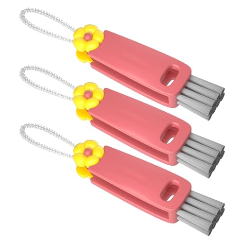 3 in 1 Cup Lid Gap Cleaning Brush Set, Multifunctional Bottle Clean-ing Brush, Cup Lid Gap Cleaner, Home Kitchen Crevice Cleaning Brush Tools (Red) - color: Red
