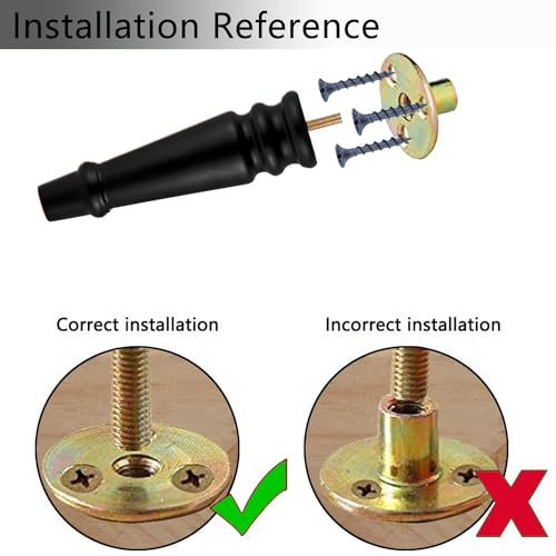 Maricome Furniture Legs 8 inches Set of 4 Pre-drilled M8 Bolt Wood Bun Replacement Legs for Sofa Couch Cabinet Chair Black Solid Round Turned Screw in - color: 8 Inch Black