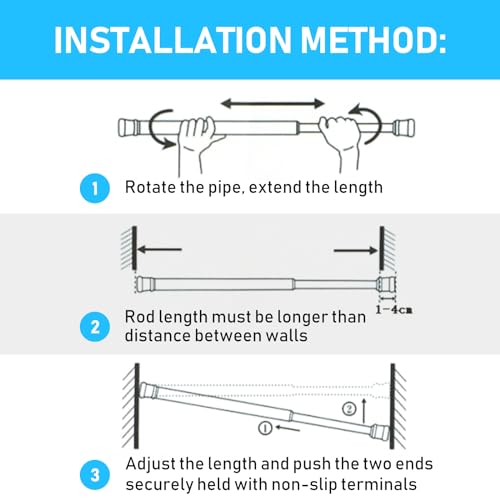 Black Small Tension Curtain Rod 16 to 26 Inch - color: Black, size: 16-26"