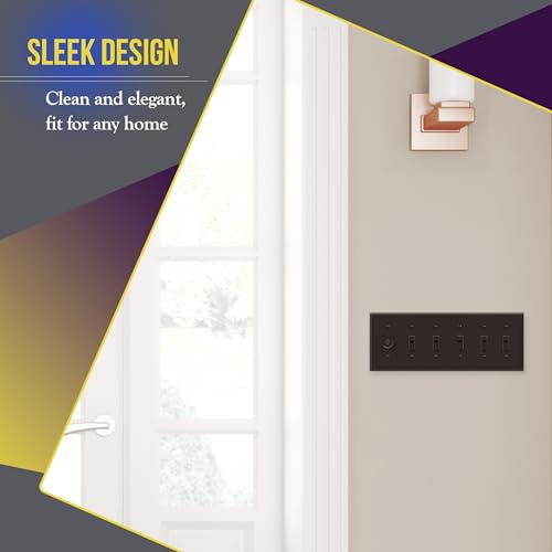 ENERLITES Six Gang Light Switch Wall Plate, Toggle Switch Plate, 6-Gang Standard Size 4.50" x 11.81", Unbreakable Polycarbonate Thermoplastic, 8816-BR, Brown (Pack of 2) - color: Brown, size: Standard Size (Pack of 2)