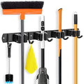 IMILLET Broom Holder Wall Mount,Heavy Duty Garage Organization Broom Hanger - color: 4 Racks with 5 Hooks, size: 1 Pack