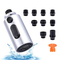 Pull Down Faucet Sprayer Head Replacement, Chrome 3 Function Pull Out Spray Head Nozzle with 9 Adapters for Kitchen Sink Faucet, American Standard for Moen Kohler Delta G1/2 Male Connector - color: Chrome