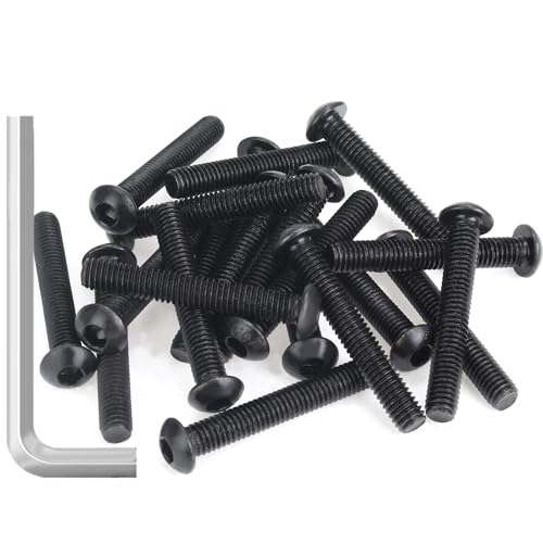 25 Pieces M6 x 40mm Button Head Socket Cap Screws, Thread Pitch 1.0mm, Sutemribor M6 Black Screws, 10.9 Grade Alloy Steel, Black Oxide Finish, Fully Threaded - size: M6 x 40mm, style: Button Head