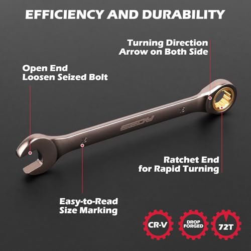 Premium 24-Piece Ratchet Wrenches Set with Magnetic Organizer, SAE 1/4"-7/8" & Metric 8mm-19mm, Cr-V Steel Ratcheting Wrench Set, Ratchet Combination Wrench Set for Automotive, Machine Repair - style: 24-Piece Ratchet (SAE & Metric)