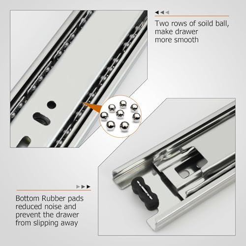 LONTAN 1 Pair Drawer Slides 16 Inch Heavy Duty Side Mount 100 LB Capacity - size: 16 Inch