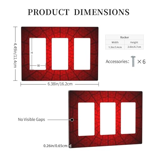 Spider Web Triple Rocker Switch Cover Plate | Fits standard 2-gang toggle and rocker switches, Durable polycarbonate thermoplastic with fade-resistant printed finish - color: Spider Web, size: Triple Rocker