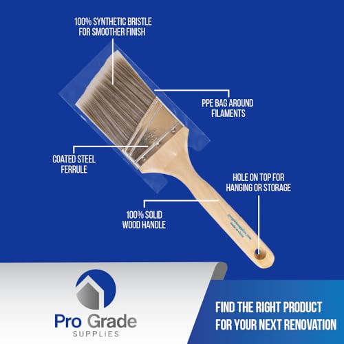 Pro Grade - Paint Brushes - 2Ea 3" Angle Brushes (Pack of 2) - size: 2Ea H 3A (Pack of 2)
