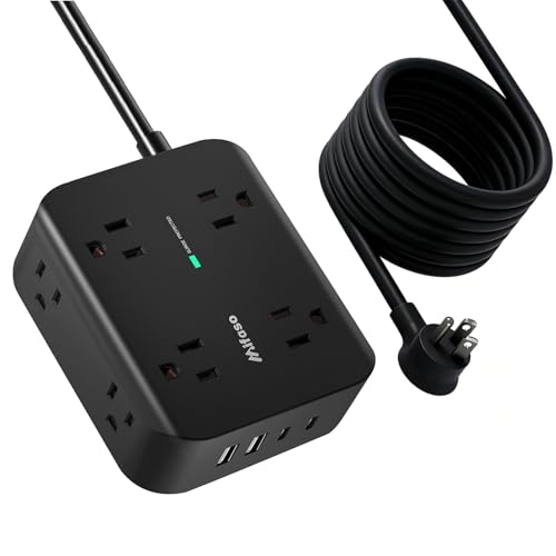 Power Strip Surge Protector 15FT, Flat Plug, Wall Mount, Desk Accessories - size: 15 FT