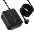 Power Strip Surge Protector 20FT - Flat Plug, Wall Mount, Desk Accessories - size: 20 FT