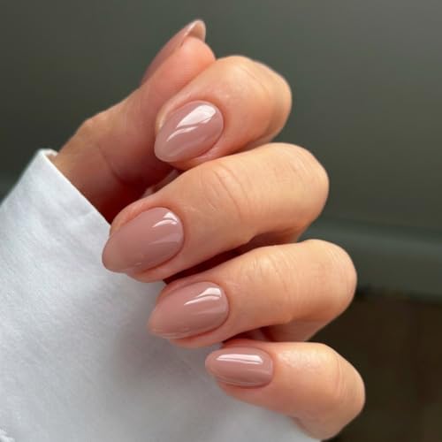 CurvLife Extra Short Almond Press On Nails, Nude Peach Pink, Soft Gel - color: Blush Dusk