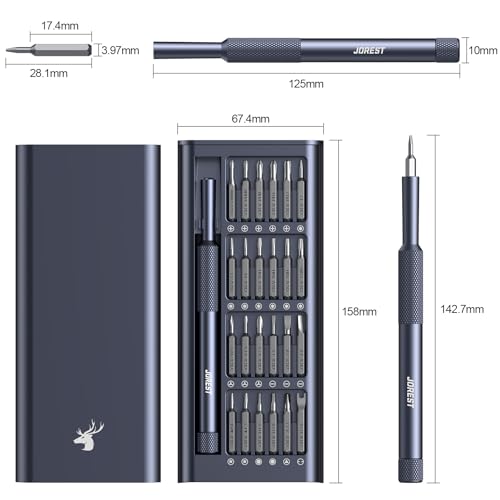 JOREST 25-IN-1 Precision Screwdriver Set, Mini Repair Tool Kit with Torx for Macbook, Computer, Laptop, iPhone, PS5, Xbox, Switch, Glasses, Watch, Ring Doorbell, Electronic, Small Gift Gadget for Men - size: 25 in 1
