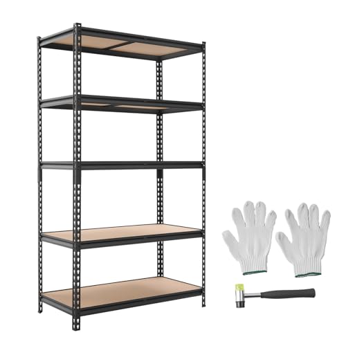 VEVOR Storage Shelves, 5-Tier Adjustable, 2500 lbs Capacity, Heavy Duty Garage Storage Shelving Unit, Metal Utility Rack Shelf, for Garage Warehouse Basement Kitchen, 40.35" W x 20.35" D x 71.38" H - size: 20" D x 40" W x 72" H