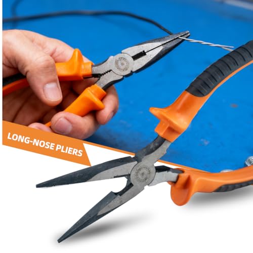6-Piece Large Pilers and Wrench Set,8" & 10" Groove Joint Pliers,8" & 12" Adjustable Wrench with 8 Inch Long Nose and Lineman's Pliers for Home Use and DIY Project - style: 6 Pack 8" & 10" & 12"