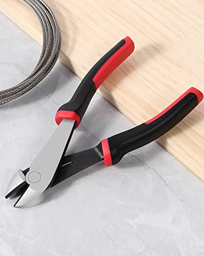 IGAN 7-inch Wire Cutters, Spring-loaded Side Cutters Dikes, Ultra Tough and Durable Diagonal Cutting Pliers in CRV Steel, Heavy Duty Cutting Pliers for Electrical, Artificial Flowers and Homes - size: 7''x1