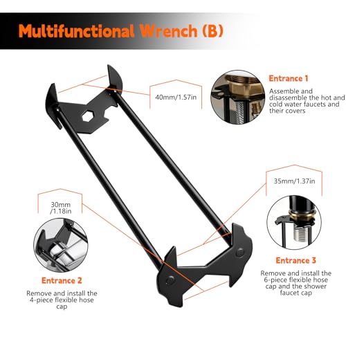 2 Pcs Plumbing Sink Wrench, 7 Sizes Faucet Wrench for Tight Spaces