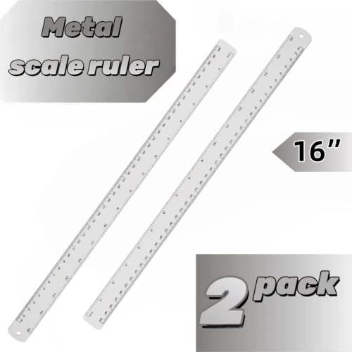 Unjoo Stainless Steel Ruler, 2-Pack, 16 Inch/40 cm Dual Scale Ruler - size: 16 inch 2 pack