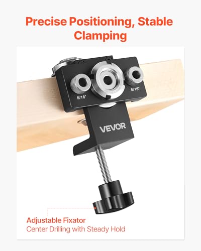 VEVOR Doweling Jig Kit, Self Centering Dowel Drill Jig for Straight Holes, Aluminum Alloy Woodworking Joints Tool with 3 Size Drill Bits 5/16", 3/8", and 19/32", Adjustable Width, for Wood Working - size: Ultra, style: Doweling Jig