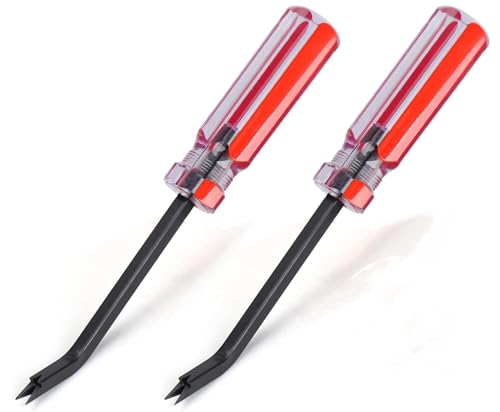 Staple Remover Tool, 2-Pack Upholstery Staple Puller with Double Prongs, Tack & Nail Lifter for Furniture, Floor, Wooden Case, Photo Frame, Carpet - size: Pack of 2