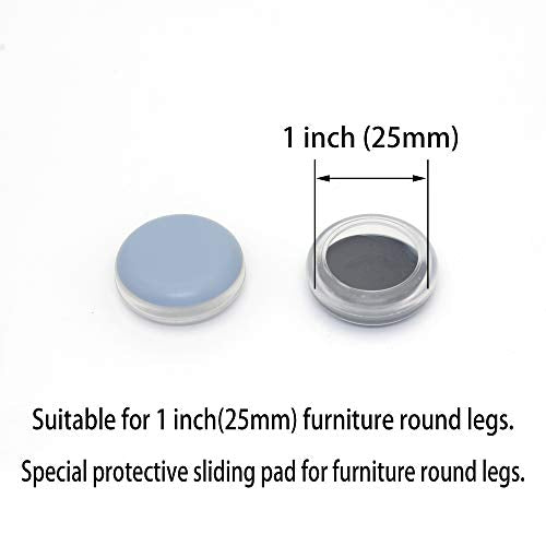 Sliders Pads for Round Furniture Legs(1 inch(25mm),16 Pack),Table/Chair/Cabinet/Sofa Glides,Protect The Floor by Sliding Like Magic,Suitable for Carpet, Wood & Ceramic Tile Floor,etc Blue-Gray - size: 1 inch(25mm) Round