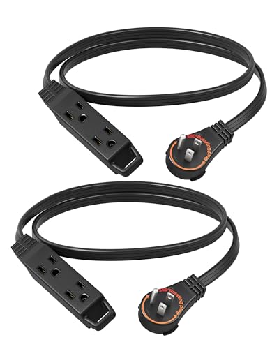DEWENWILS 3FT 360° Rotating Flat Plug Extension Cord/Wire, 16/3, 2 Pack - color: Black, size: 3FT, style: 2 Pack