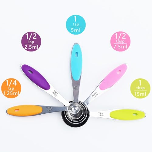 Measuring Cups and Spoons Set of 10 Piece, 18/8 Stainless Steel Nesting Measuring Cups Set for Cooking, Measuring Spoons Set - color: silver-10pcs