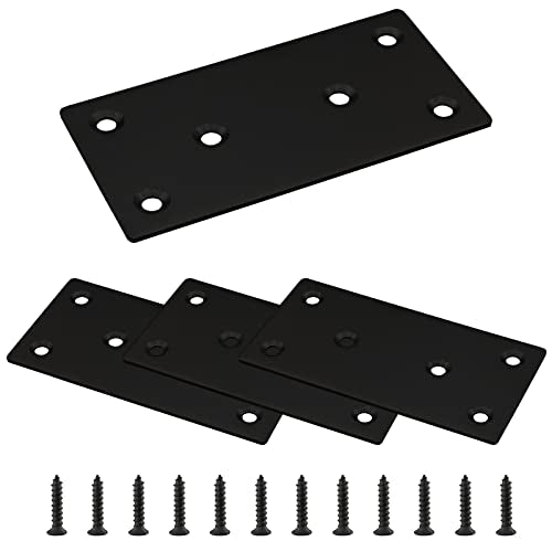 4pcs Metal Flat Straight Brace Bracket, 4'' x 2'' (L x W) , Black - size: 4'' x 2''/ 100mm x 50mm, style: Black-4pcs