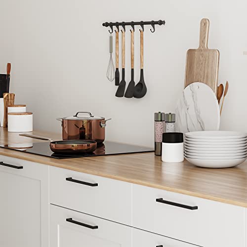 Ravinte Matte Black Cabinet Handles Solid Cabinet Pulls 6-1/4 Inch 5 Pack | Zinc Alloy, Slim Square Bar Grip, Smooth Drawer Pull Feel, Kitchen Cabinet Update, For Cupboards, Dressers, Drawers, Hardware - color: Black, size: Flat Black 6-1/4'' Hole Center