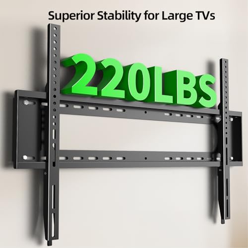 USX MOUNT Fixed TV Wall Mount for 65-120 inch Flat TVs up to 220 Lbs, Low Profile Wall Mount TV Bracket fits 16" 18" 24" 32" Stud Spacing, Max VESA 900x600mm for Most 100 98 90 85 86 inch TV - size: 65-120 inch
