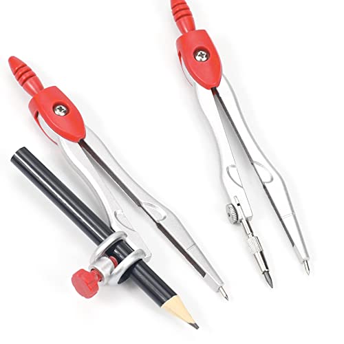 Unjoo Geometry Set 10 Pcs Student Supplies, Protractor and Compass (Red) - color: Red1