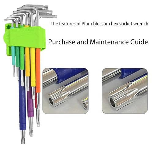 Hex Key Set, 9PCS Metric Allen Key Set, 1.5-10MM, Anti-Slip Long Ball End Hex Wrench Set Color Coding Hex Key Set (Hexagonal wrench, Long style) - color: Hexagonal Wrench, size: Long style