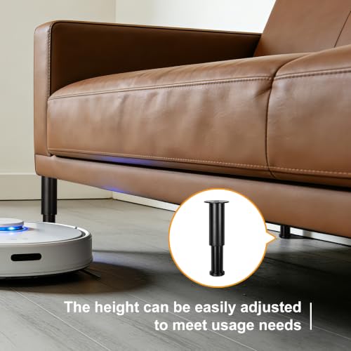 3.15-4.72 Inch Black Adjustable Height Couch Furniture Legs 4 Pcs - size: 3.15-4.72 inch (4 Pcs)