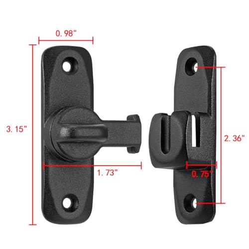 Matte Black Barn Door Latches,90/180 Degree Gate Lock_B - color: Matte Black