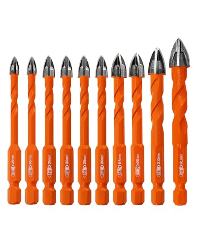 BGTEC Tile Drill Bit Set 10PCS 3/16"-1/2" Masonry Drill Bits for Concrete - size: 10pcs 5MM*2+6MM*4+8MM*2+10MM+12MM
