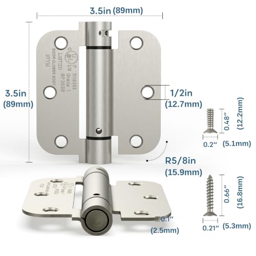 2 Pack 3.5 Inch Self Closing Door Hinges, Satin Nickel - color: Satin Nickel, size: 3.5" (2 Pack)
