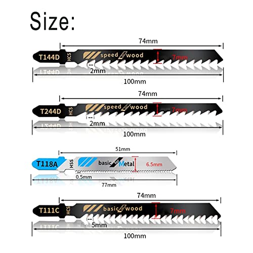 60Pcs Jigsaw Blades Set, Contractor Assorted T Shank Jig Saw Blades
