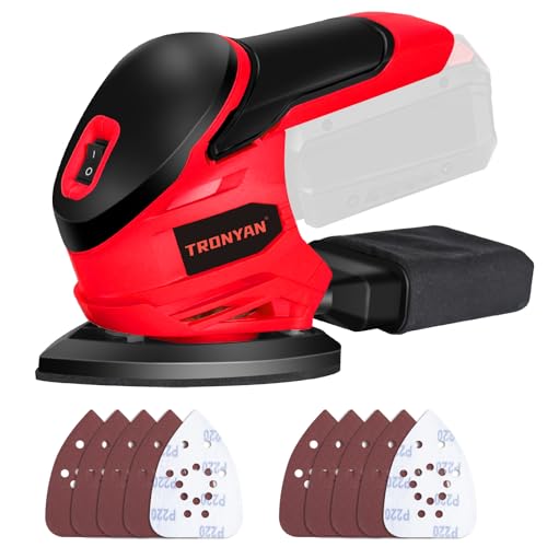 Cordless Detail Sander Compatible with Milwaukee 18V Battery (Tool Only), 12,000 OPM, 10Pcs Sandpapers, Dust Bag for Woodworking, Tight Spaces Sanding, Polishing, Removing Paint (No Battery)