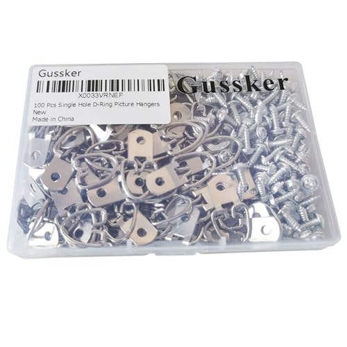 D-Ring Picture Hangers with Screws 100 Pcs, Single Hole Picture Hanging Hardware, Picture Hooks for Mirror, Clock, Decoration, Paintings, Artwork Picture Frame - size: 100 Pcs Single Hole