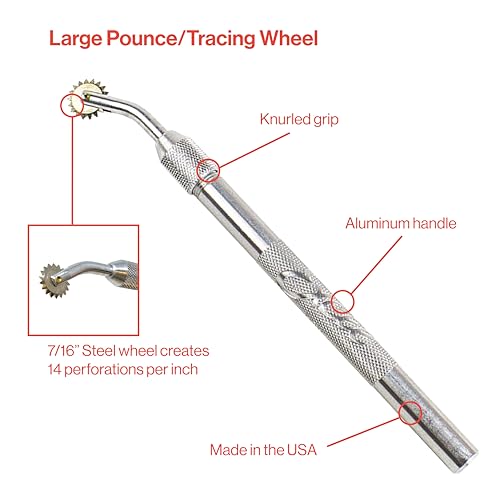 Excel Blades 7/16 inch Pounce Wheel, American Made Serrated Tracing Wheel, Perforator and Embossing Tool - color: Silver