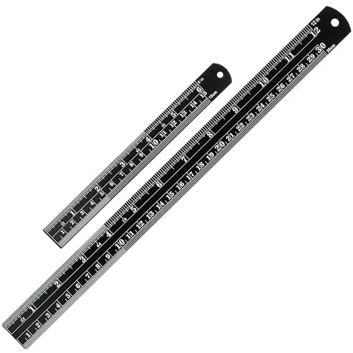 Mr. Pen- Metal Straight Edge Ruler, 2 Pack, 6" and 12", Black - color: Black, size: 6, 12 inch