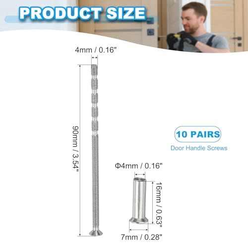 PATIKIL Cabinet Handle Screws M4 x 90mm, 10 Set Break Away Screws Drawer Pull Phillips Drive Flat Countersunk Head Bolts with Sleeve for Door Handle Lever - size: M4 x 90mm